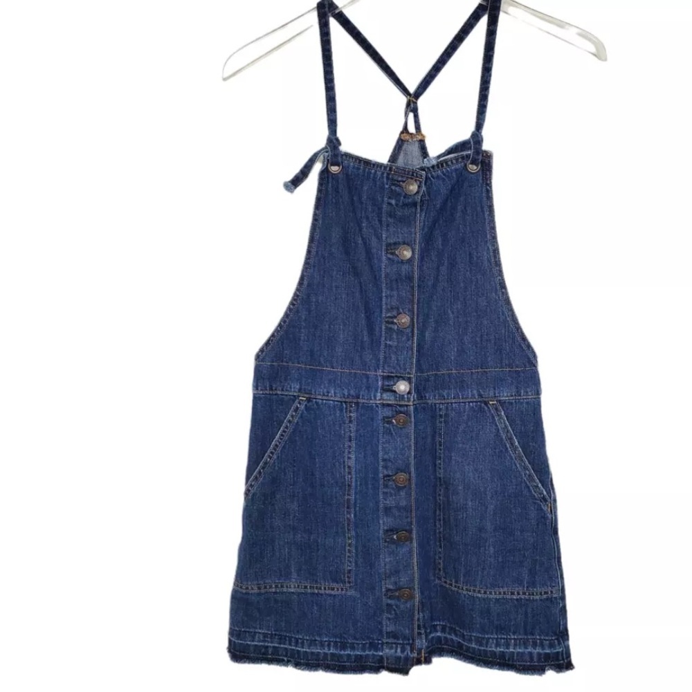EU American Eagle Denim Strappy Overall Mini Dress
